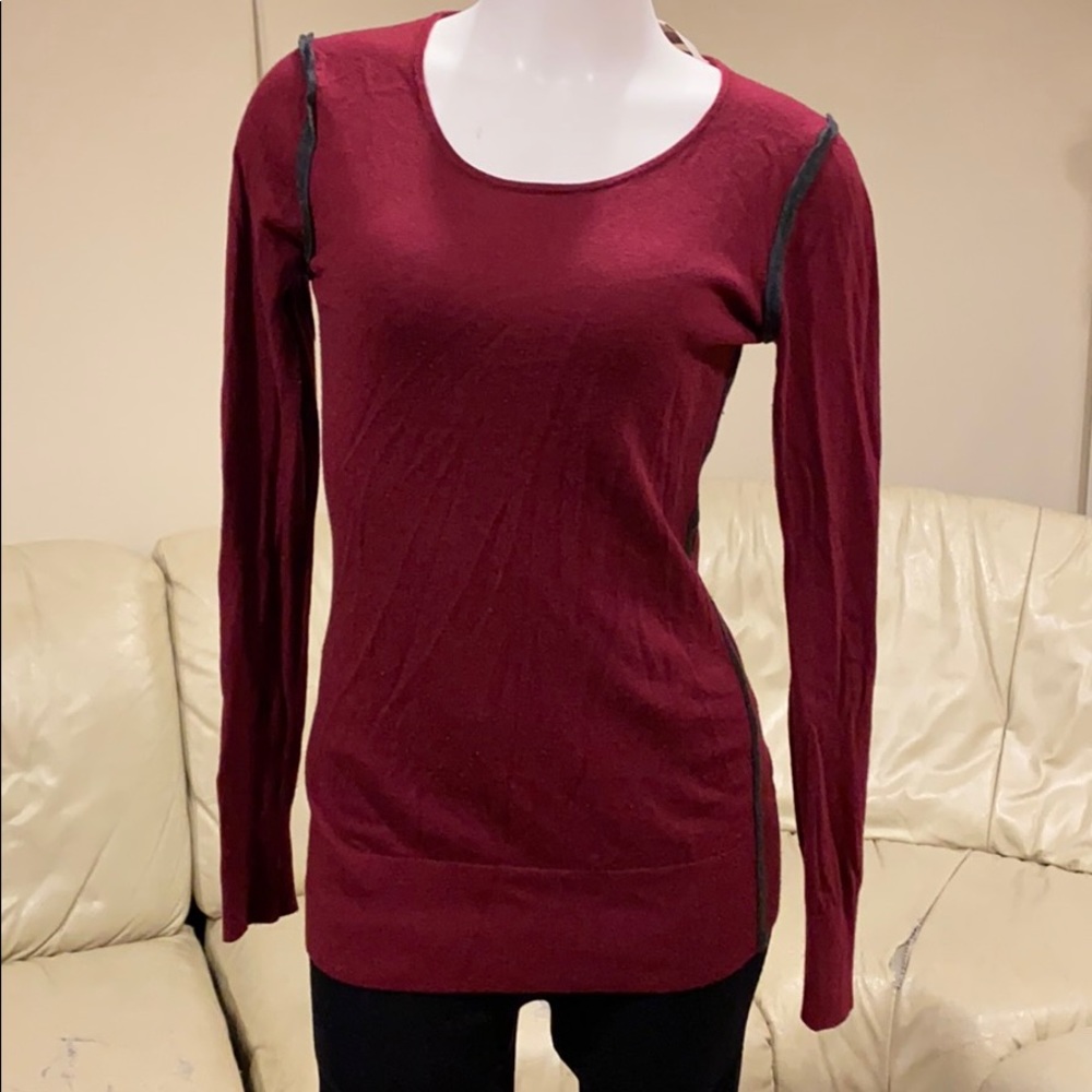 Ann Taylor Loft Sweater, red with black detail